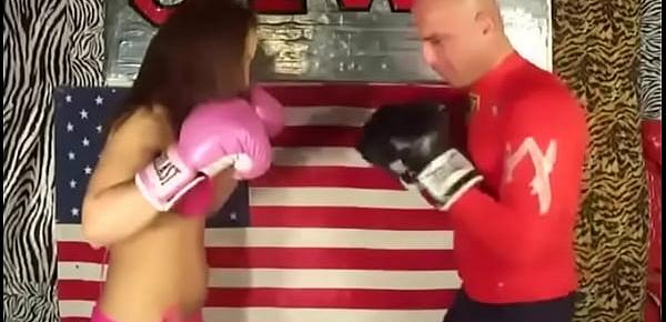  Boxing Babe vs man in Belly Punching Boxing match